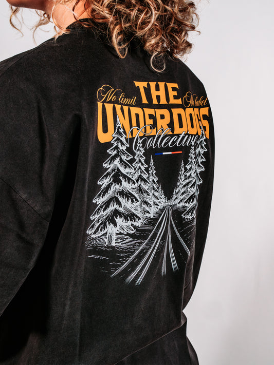 Vintage Black Oversize Boxy Tee - Forest Spirit