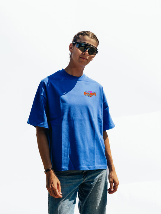 Cobalt Blue Oversize Boxy Tee - Winter Adventures