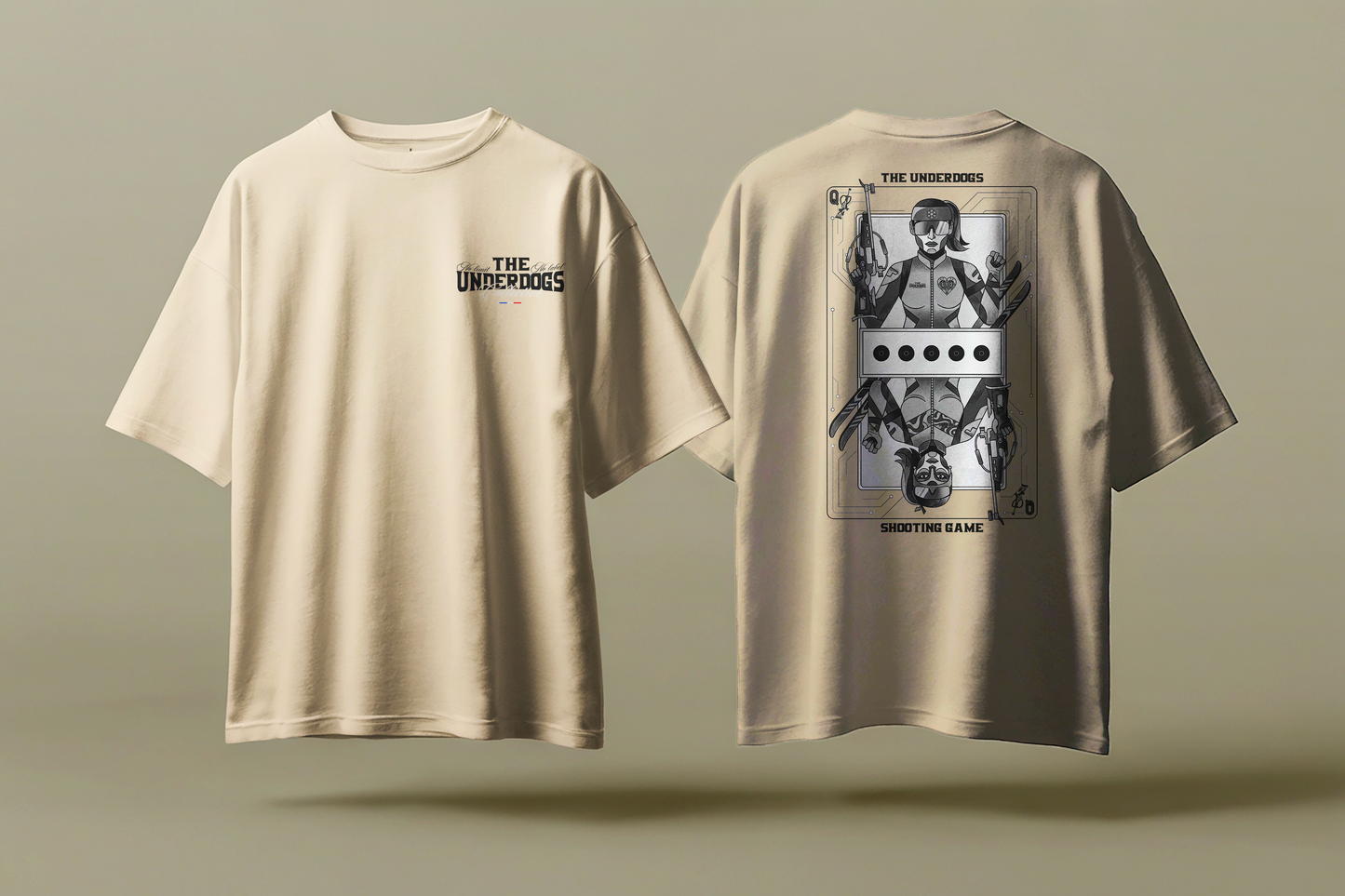 Vintage White Oversized Boxy Tee - Biathlon Shooting Game