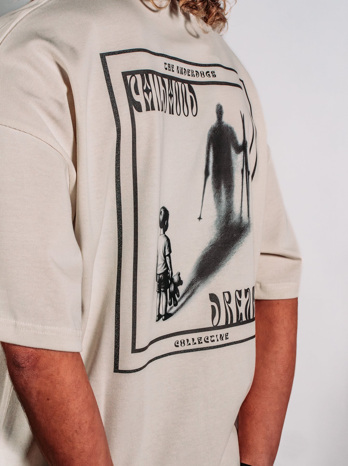 Vintage White Oversized Boxy Tee - Childhood dreams