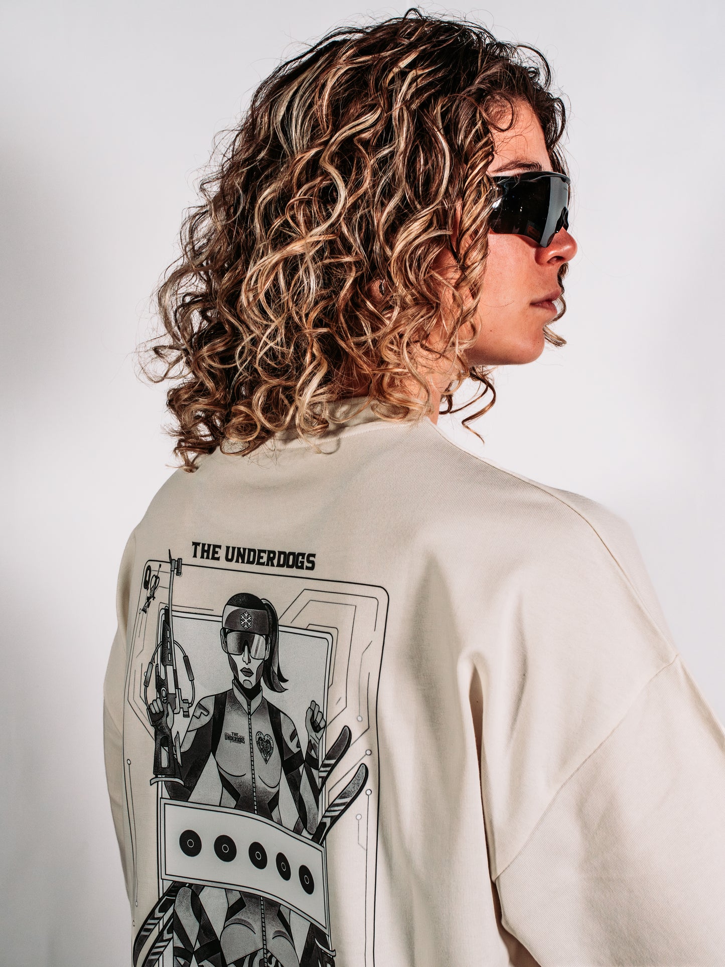 Vintage White Oversized Boxy Tee - Biathlon Shooting Game