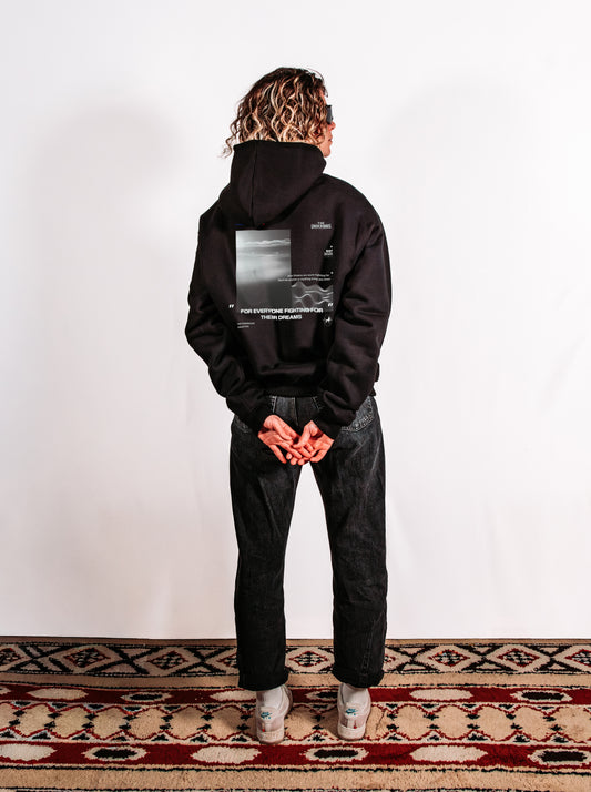 Black Ultra Heavy Oversized Hoodies - Fight for your dreams