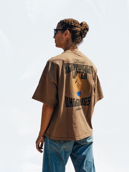 Vintage Tan Oversize Boxy Tee - The Heavyweight lifter