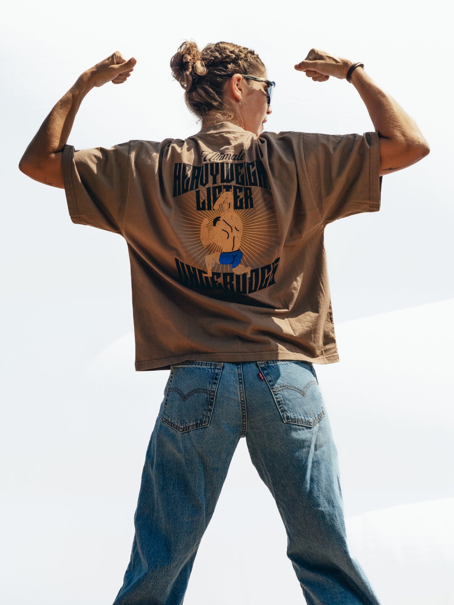 Vintage Tan Oversize Boxy Tee - The Heavyweight lifter