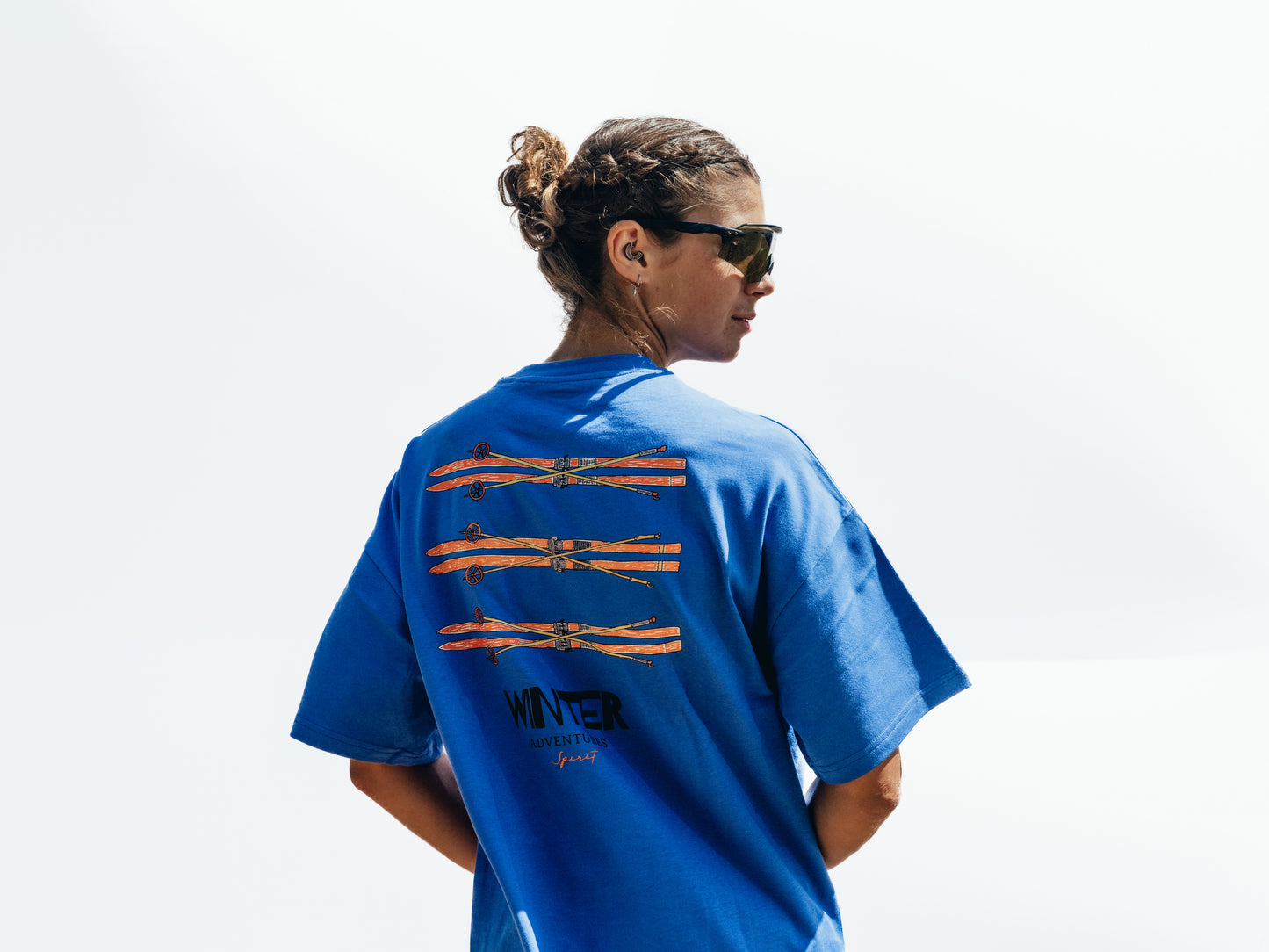 Cobalt Blue Oversize Boxy Tee - Winter Adventures