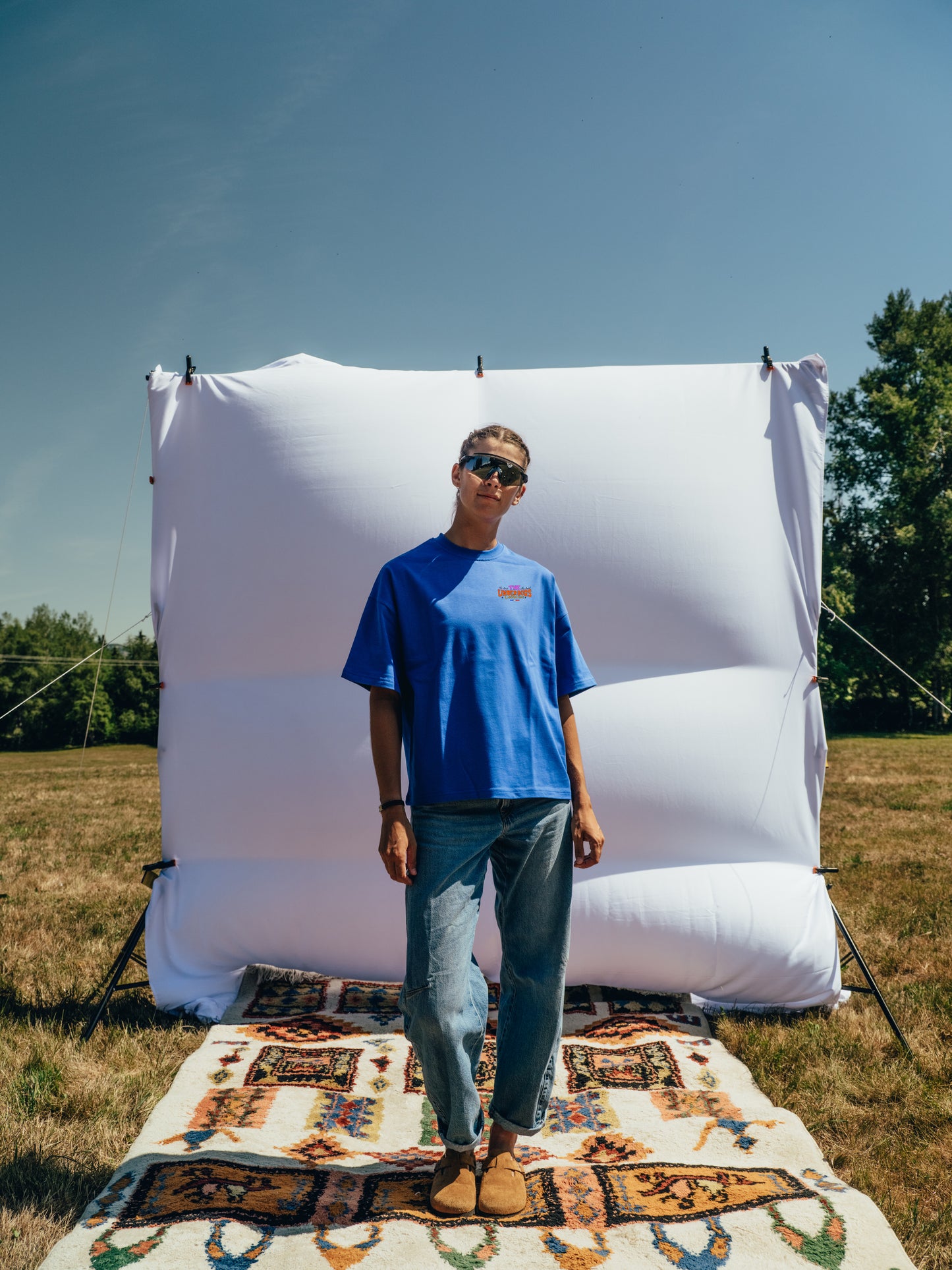 Cobalt Blue Oversize Boxy Tee - Winter Adventures
