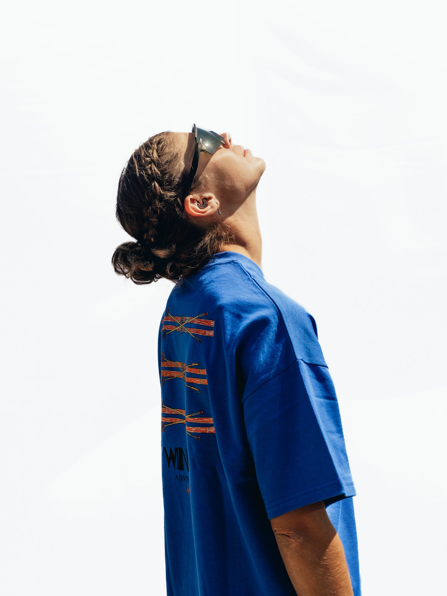 Cobalt Blue Oversize Boxy Tee - Winter Adventures