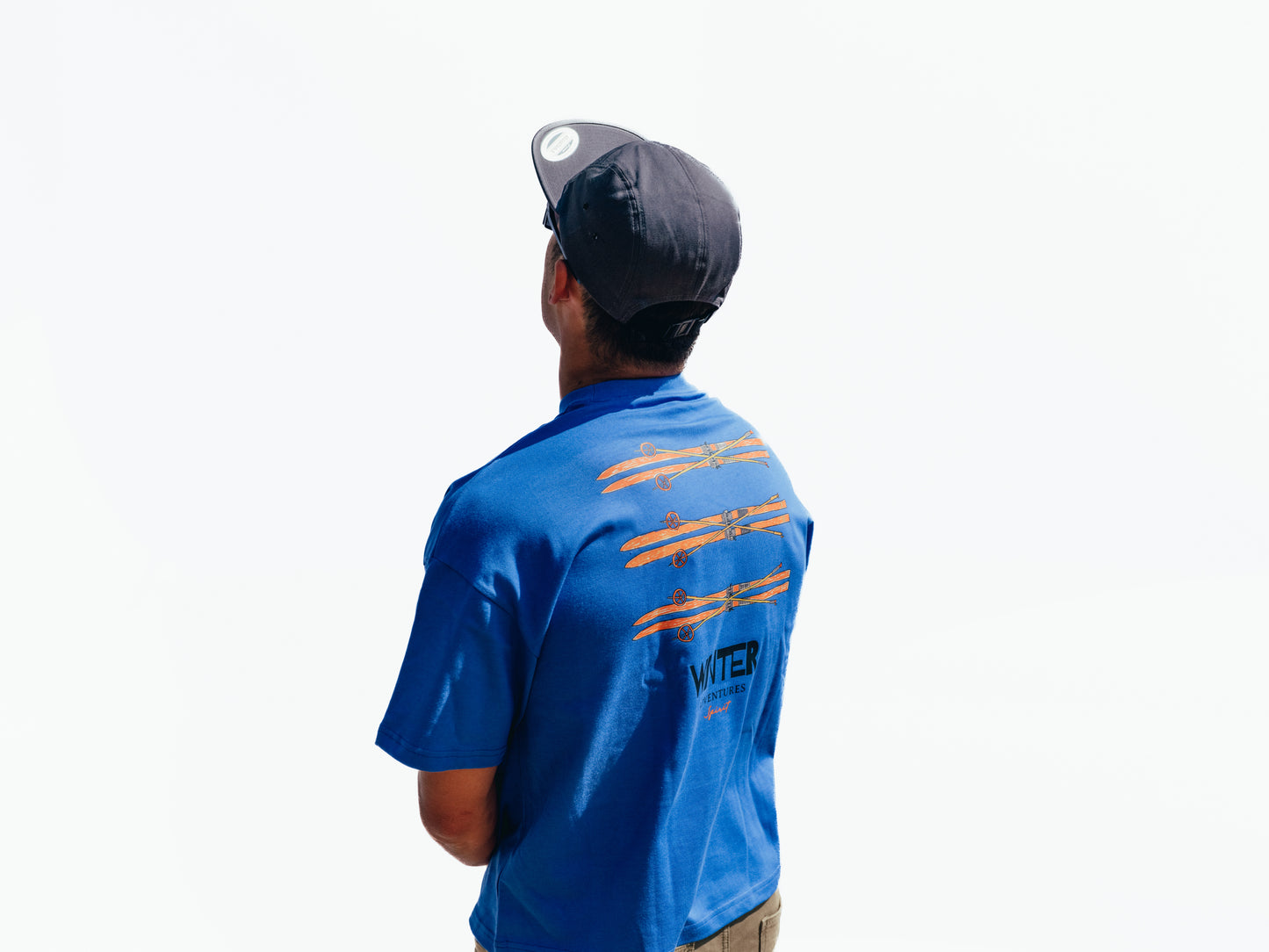 Cobalt Blue Oversize Boxy Tee - Winter Adventures